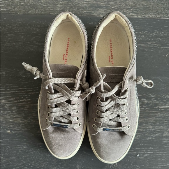 Alessandro Dell’ Acqua Suede Rhinestone Lace-up Sneakers Grey EU 37 - Picture 7 of 9